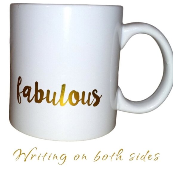 🏖️ FABULOUS Gold Script OVERSZED WHITE MUG - Picture 2 of 4